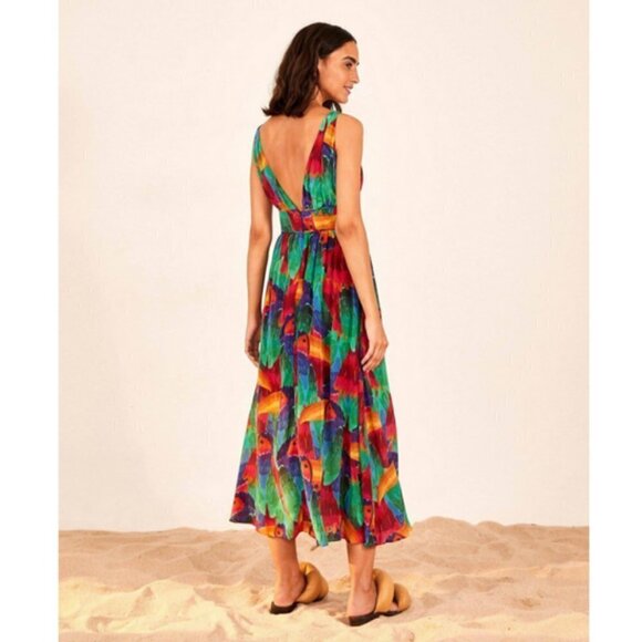 💕FARM RIO💕 Painted Toucans Midi Dress ~ 100% Viscose XS - Picture 4 of 14